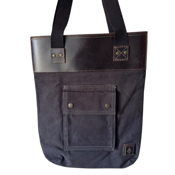 Damn Dogs Tote Shoulder Bag Charcoal Black Canvas Leather Trim Rugged Unisex - Picture 12 of 16